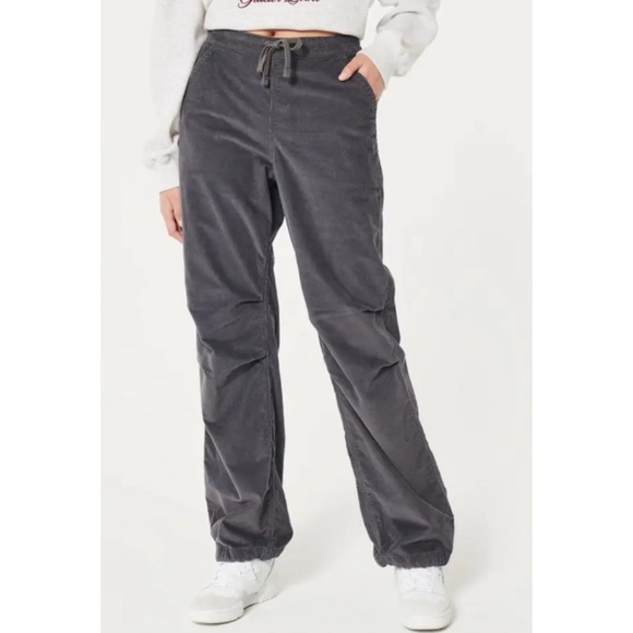 Hollister Pants - Hollister Adjustable Rise Parachute Baggy Corduroy Jogger Pants Gray Size Small